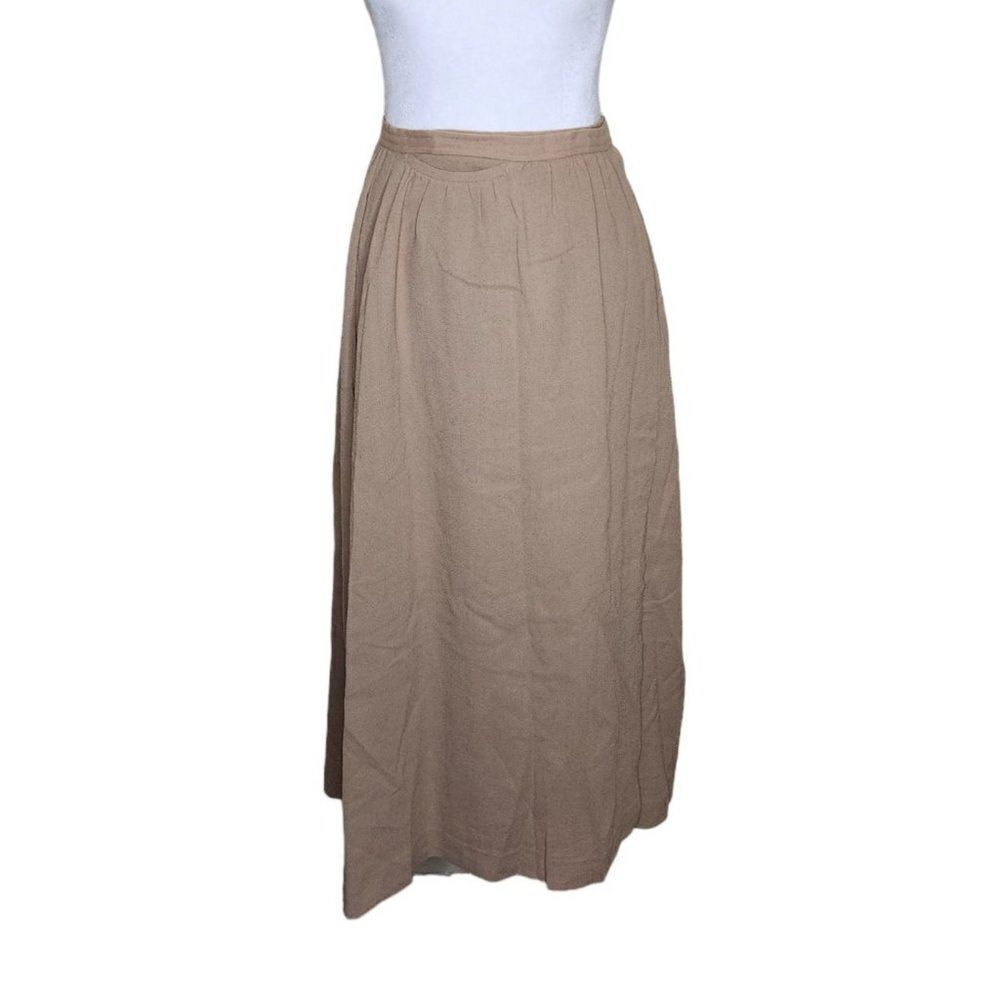 Vintage 80s Adrian Cartmell Wrap Skirt Womens Size XS Brown Beige Pockets Wool L